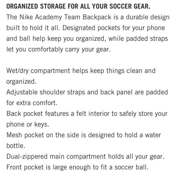 Nike Academy Sports Team Backpack Red Baseball Soccer Football School Bag New - Picture 7 of 14